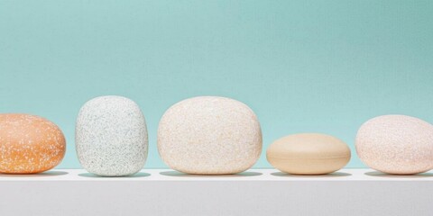 Poster - Minimalist Wellness Gradient Pastel Stone Textures Showcasing Holistic Nutrition Supplements in Soft Modern Wellness Content