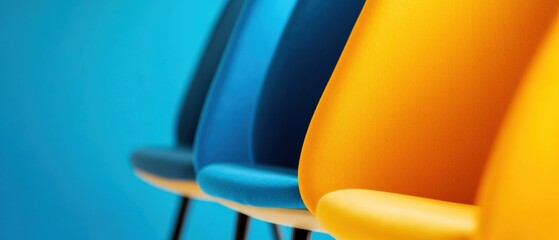 Aufkleber - Chromatic Workspace Evolution Vibrant Ergonomic Seating Design Showcasing Bold Color Theory in Modern Office Furniture Innovation
