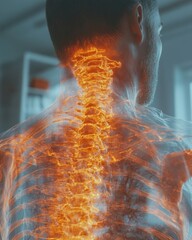 Aufkleber - Immersive AR Medical Visualization Radiant Anatomical X-Ray of Spine Showcasing Advanced Diagnostic Technology for Sports Medicine Innovation