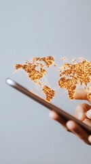 Aufkleber - Holographic Global Connectivity Immersive Digital Mapping on Smartphone Revealing Worldwide Network Dynamics for Next-Gen Business Intelligence