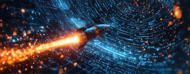 Rocket Launching Through Digital Data Stream - High-Speed Innovation