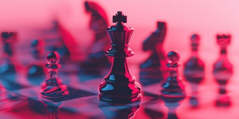 Leinwandbilder - Neuroaesthetic Chess Strategy Cinematic Minimalist Game Design Visualizing Cognitive Performance and Digital Creative Intelligence in Dynamic AI-Inspired Conceptual