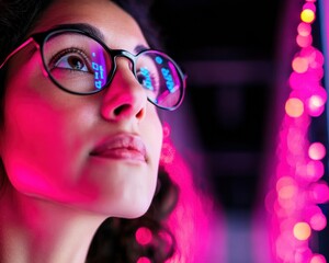 Poster - Cyberpunk Visionary Next-Gen Digital Professional Exploring Cutting-Edge Tech Interfaces with Innovative Aesthetic and Immersive Neon-Powered Visual Experience