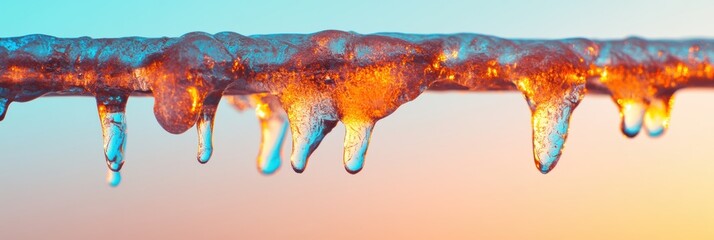 Aufkleber - Thermal Dynamics Crystalline Frost Icicle Formation in Prismatic Gradient - Climate Science and Creative Visual Storytelling for Environmental Design