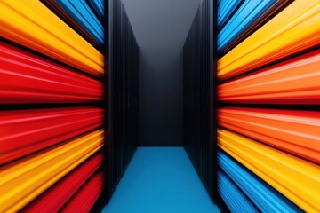 Fototapete - Hyper-Dynamic Tech Infrastructure Immersive Neon-Chromatic Data Flow Visualization Symbolizing AI-Powered Performance Analytics and Digital Transformation