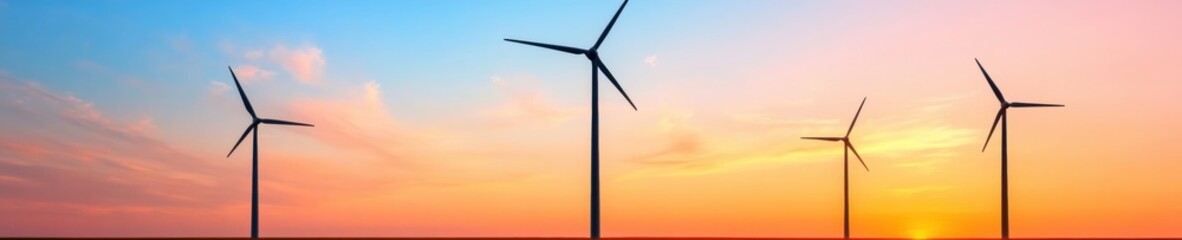 Poster - Renewable Energy Horizon Sustainable Wind Turbine Landscape Showcasing Clean Technology Innovation and Global Climate Solution Trends