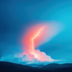 Fototapete - Climate Crisis Visualization Dramatic Lightning Surge Against Transformative Sunset - Immersive Extreme Weather Reporting for Digital Media and Environmental Awareness