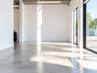 Poster - Minimalist Urban Studio Industrial Chic Commercial Space with Polished Concrete Floors and Natural Light - Modern Architectural Flexibility for Creative Professionals