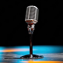 Leinwandbilder - Retro-Futuristic Vintage Microphone Iconic Sound Design for Modern Podcasting, Music Production, and Creative Content Marketing in High-Definition Visual Storytelling
