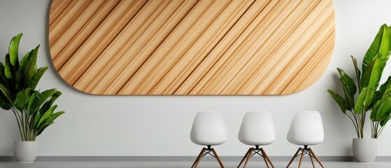 Poster - Sustainable Nordic Design Minimalist Eames-Inspired Workspace with Biophilic Wood Paneling and Modern Ergonomic Seating - Innovative Collaborative Environments