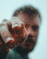 Aufkleber - Immersive Neuro-Digital Transformation Quantum AI Connectivity Visualizing Cognitive Networks Through Ethereal Holographic Human-Tech Interaction
