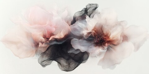 Aufkleber - Ethereal Fluid Art Soft Watercolor Abstract Botanical Visualization for Mindful Wellness Branding and Emotional Design Storytelling