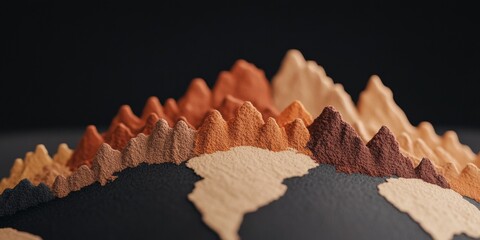 Aufkleber - Terrain Topology Minimalist Terracotta Mountain Landscape Visualization - Innovative Geospatial Design for Digital Storytelling and Climate Visualization