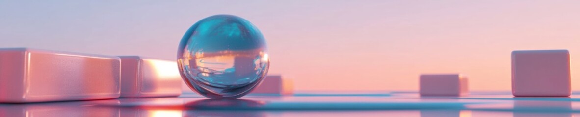 Fototapete - Minimalist Leadership Paradigm Geometric Blue Sphere Disrupting Corporate Strategy with Ethereal Visualization for Next-Gen Business Innovation