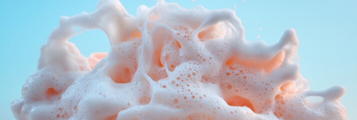 Poster - Minimalist Foam Texture Series Soft Pastel Soap Bubbles Exploring Clean Aesthetic, Ethereal Wellness Visualization for Digital Content and Brand Storytelling
