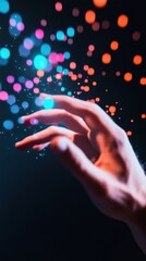 Aufkleber - Immersive Digital Interaction AI-Powered Sensory UX Design Visualizing Human-Technology Connection through Ethereal Holographic Particle Engagement