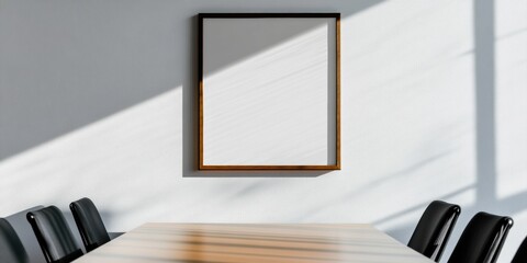 Leinwandbilder - Minimalist Corporate Mockup Clean White Boardroom Wall with Elegant Frame - Modern Workspace Design for Professional Branding and Visual Communication