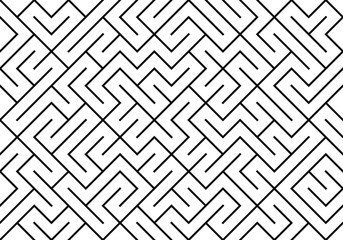 Thin line maze pattern in black on white base