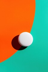 Fototapete - Minimalist Pop Art Tech Vibrant Geometric Abstract with White Sphere - Contemporary Design Innovation Showcasing Bold Color Blocking and Digital Aesthetic