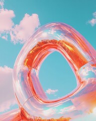 Aufkleber - Fluid Dynamics Holographic Glass Sculpture Exploring Digital Metamorphosis and Ethereal Design Trends in Modern Creative Technology