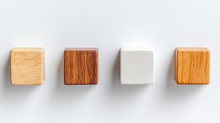 Aufkleber - Minimalist Project Management Workflow Wooden Progress Blocks Visualizing Strategic Task Completion in Modern Business Performance Optimization