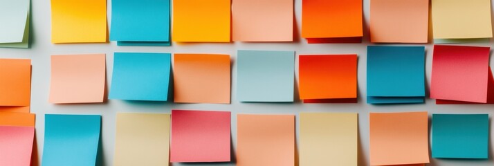 Fototapete - Agile Workflow Revolution Minimalist Color-Coded Productivity Strategy with Modular Sticky Notes - Dynamic Project Management Visualization for Digital Transformation Era