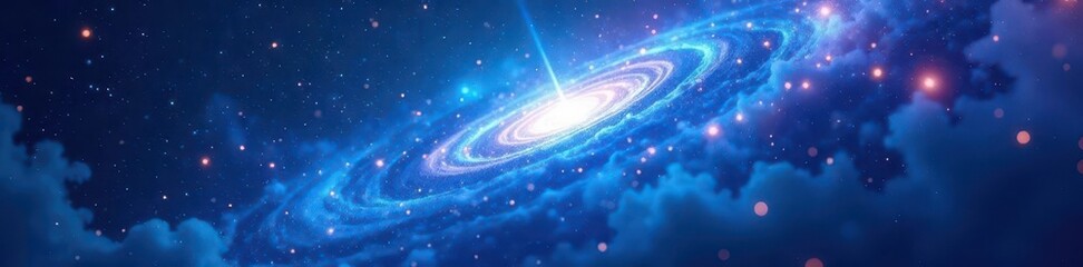 Wall Mural - Abstract cosmic nebula, swirling blue energy streams, background, blue