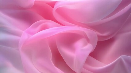Aufkleber - Graceful waves of lightweight fabric that gently ripple and dissolve. Primary colors are pink with accents of soft blue glow. The visual style combines minimalism with modern abstraction
