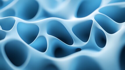 Poster - Abstract Blue 3D Render of a Spongy Organic Structure with Interconnected Cavities and Pores