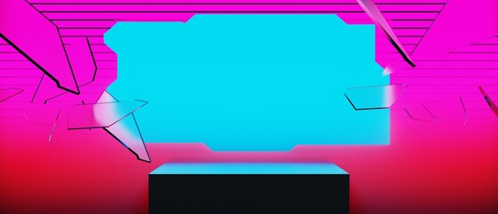 Wall Mural - 3d illustration rendering of y2k 2000s gamer technology futuristic fantasy metaverse cyberpunk sci-f