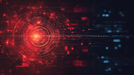 Fototapete - Abstract Digital Technology Background with Red and Blue Circuits and Data Streams