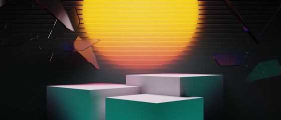 Wall Mural - 3d illustration rendering of y2k 2000s gamer technology futuristic fantasy metaverse cyberpunk sci-f