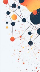 Leinwandbilder - Abstract Network Visualization with Orange and Red Nodes Connected by Lines