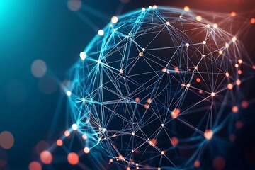 Fototapete - Abstract Representation of Global Network Connectivity and Data Flow