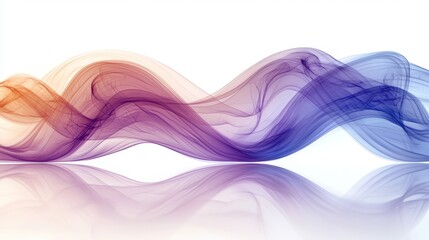 Wall Mural - a blue and purple wave of smoke on a white background