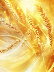 Fototapete - Surreal transformation of golden wheat into glowing energy waves in a dreamy atmosphere Generative AI