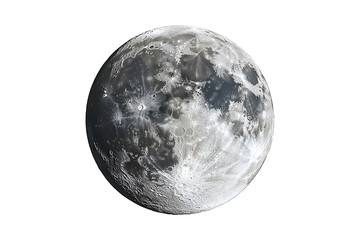 Wall Mural - Full moon Isolated on White and Transparent Background PNG Image.