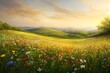© Valerii - Vibrant wildflower meadow at golden hour captures the serene beauty of nature in full bloom