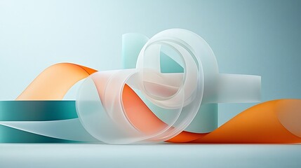 Poster - Abstract 3D shapes in soft pastel colors