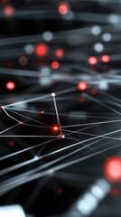 Wall Mural - digital network connections formed by glowing nodes and lines in an abstract technological landscape