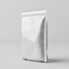 Poster - Clean Mockup of a Standing White Pouch: Packaging Ready for Branding and Design Display on a Grey Background.