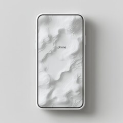 Leinwandbilder - Minimalist White Phone Mockup Featuring Topographic Map Design for Clean and Modern Tech Presentation
