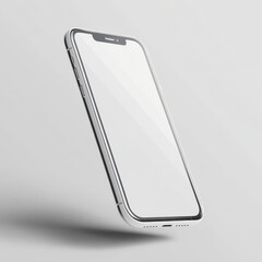 Poster - Sleek Silver Smartphone Mockup with Floating Effect and Blank Screen Display, Ideal for UI/UX Design Showcase