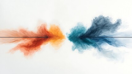 Poster - Abstract color explosion. Two opposing color plumes
