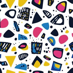 Poster - Vibrant baby pattern featuring bold geometric shapes and playful colors for modern designs and nursery decor Generative AI