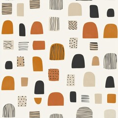 Fototapete - Explore Scandinavian-inspired geometric design featuring earthy tones in a cozy and modern pattern Generative AI