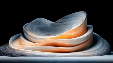 Poster - Abstract layered forms, swirling curves and soft hues
