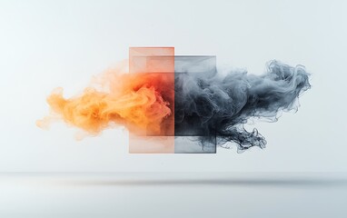 Poster - Abstract smoke clouds geometric shapes