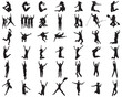 © SilhouetteDesigner - Silhouettes of people jumping and flying on a white background