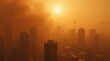 © Dmitrii - Apocalyptic Dust Storm Engulfing City. Orange Haze Obscuring Skyscrapers